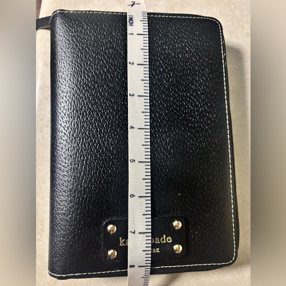 Kate Spade planner-Gold Hardware-Pink lining Black Pebbled Leather Zip Wellesley - Picture 8 of 16